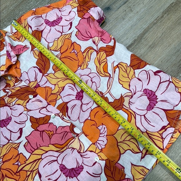 RACHEL ROY Size XS Floral Blouse Pink, Orange, White | 100% Linen | Shirt Collar - Picture 4 of 12